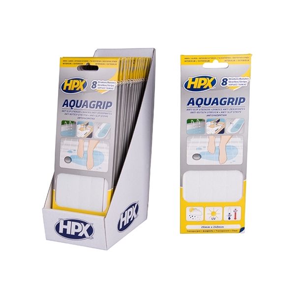HPX - Αντιολισθητική Ταινία Aqua Grip Διάφανη 20mmx240mm (8 Λωρίδες)