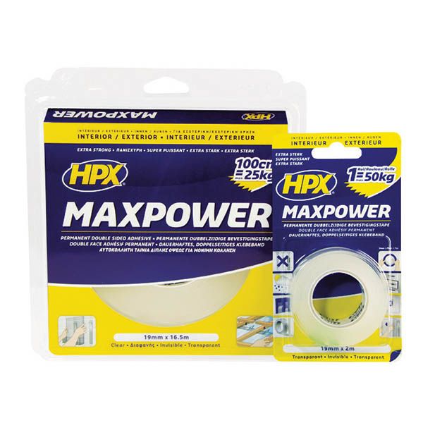 HPX - Διάφανη ταινία διπλής όψης MAXPOWER 19mmx5m