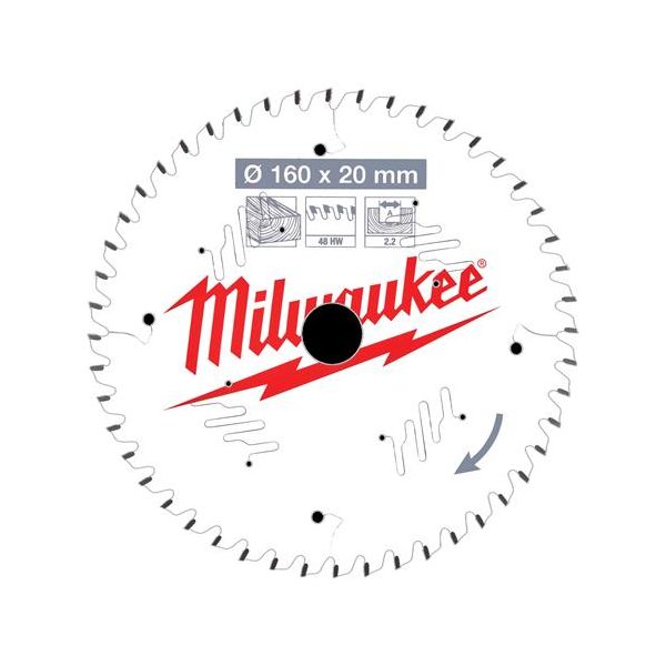 MILWAUKEE - 160mm Δίσκος Ξύλου για δισκοπροίονα χειρός (48 δόντια)