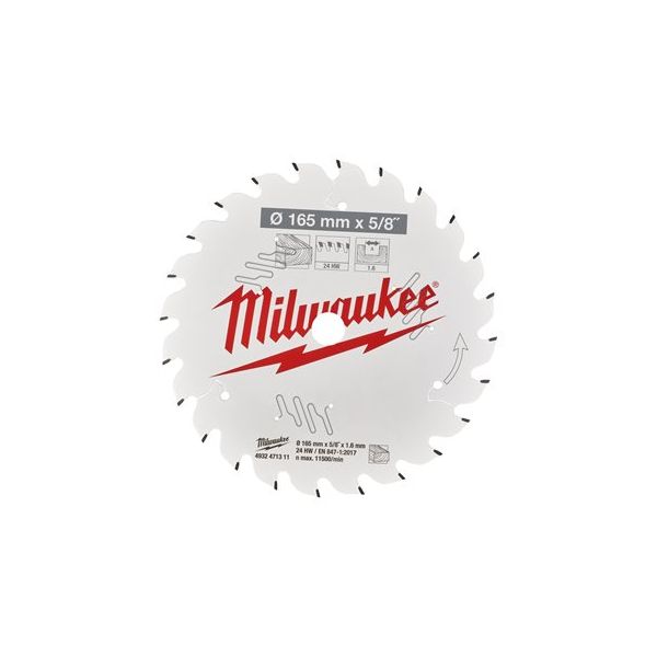 MILWAUKEE - 165mm Δίσκος Ξύλου για δισκοπροίονα χειρός (24 δόντια)