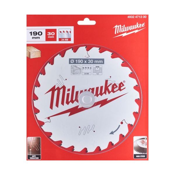 MILWAUKEE - Δίσκος Κοπής 190x30mm 24 Δόντια με εγκοπές για αυξημένη διάρκεια χρήσης