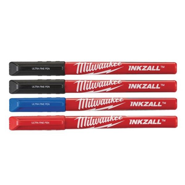 MILWAUKEE - INKZALL™ Μαρκαδόροι Διάφορα Χρώματα Extra Λεπτής Μύτης - Σετ 4 τμχ.