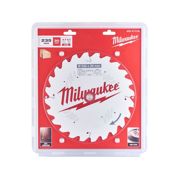 MILWAUKEE - 235mm Δίσκος Ξύλου για δισκοπροίονα χειρός (24 δόντια)
