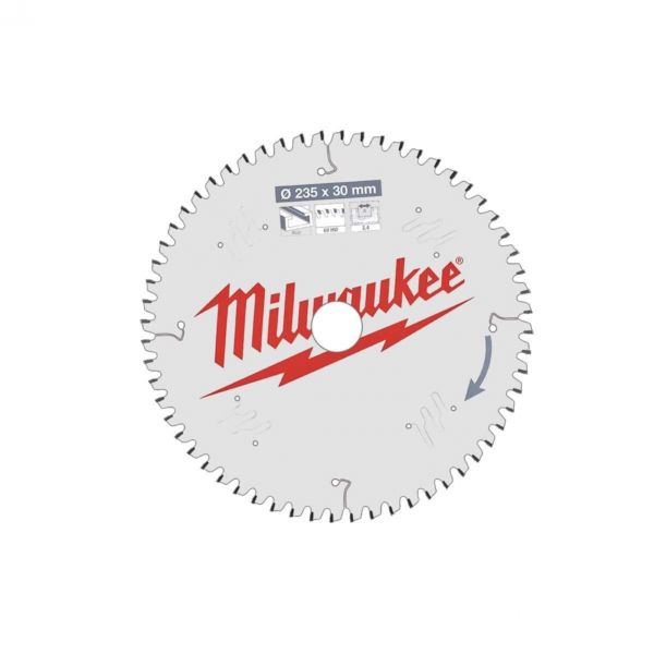 MILWAUKEE - 235mm Δίσκος Ξύλου για δισκοπροίονα χειρός (60 δόντια/Γρήγορες Κοπές)