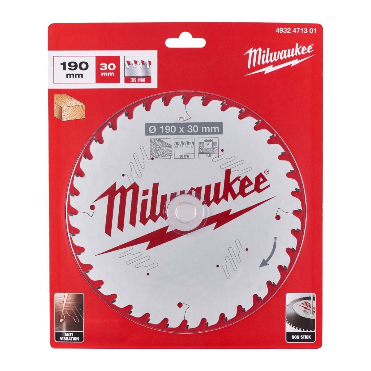 MILWAUKEE - 190mm Δίσκος Ξύλου για δισκοπροίονα χειρός (36 δόντια)